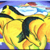Die kleinen gelben Pferde, 2009 (nach dem gleichnamigen Bild von Franz Marc, 1912) (mit Beschreibung, mit weiterem Bild, mit Verweis auf weiteres Werk)