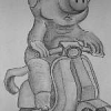 Schweinchen auf Motorroller, 1999